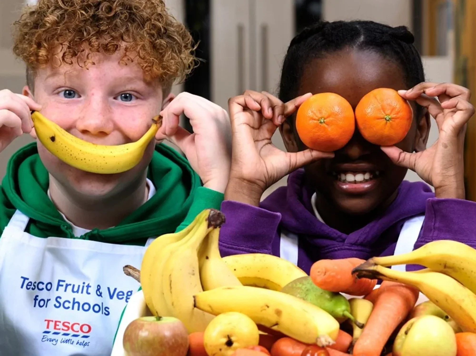 Children taking part in Tesco Fruit & Veg for Schools programme