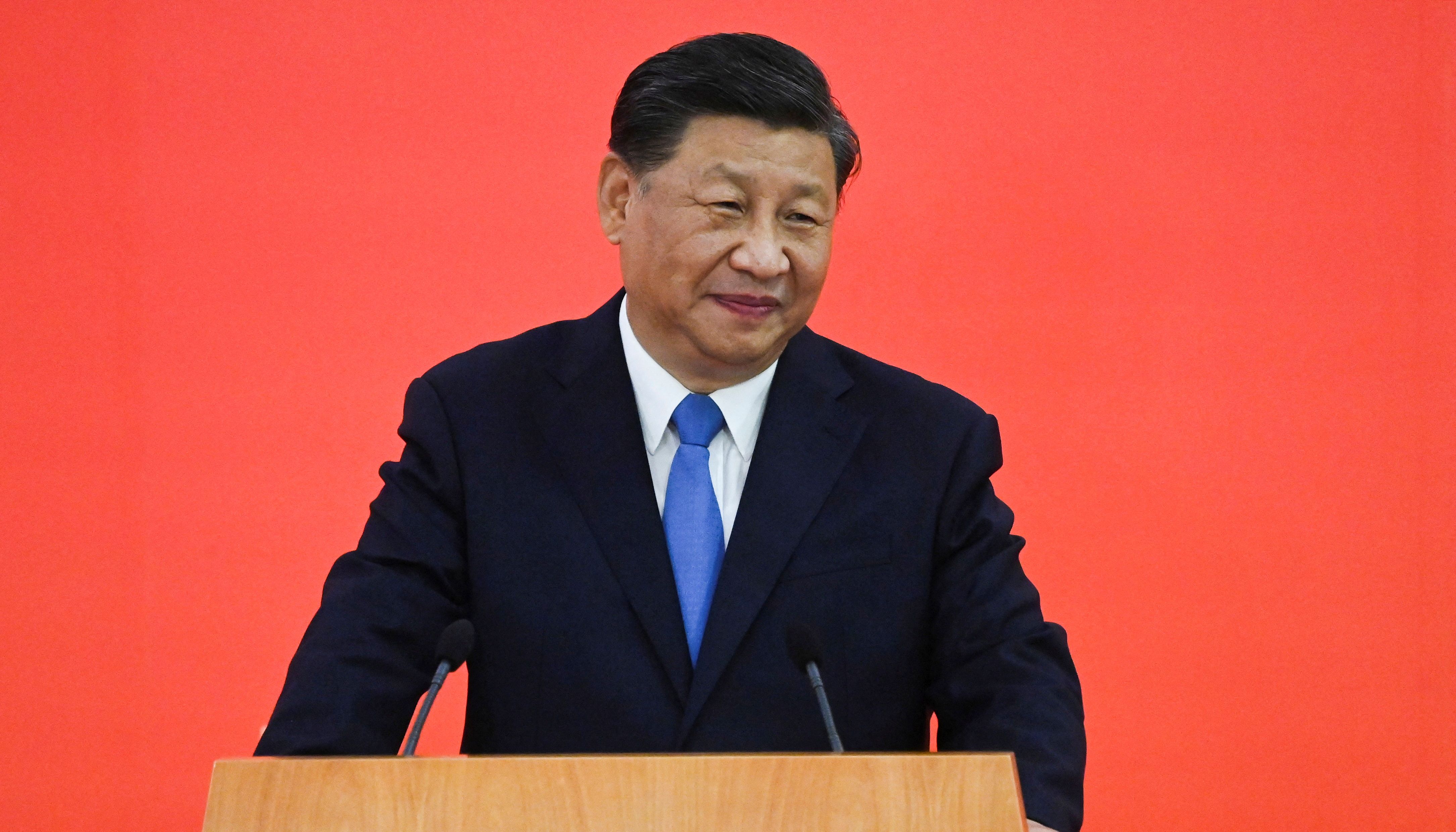 China's President Xi Jinping speaks upon his arrival via high-speed rail, ahead of the 25th anniversary of the former British colony's handover to Chinese rule, in Hong Kong, China June 30, 2022. Selim Chtayti/Pool via REUTERS