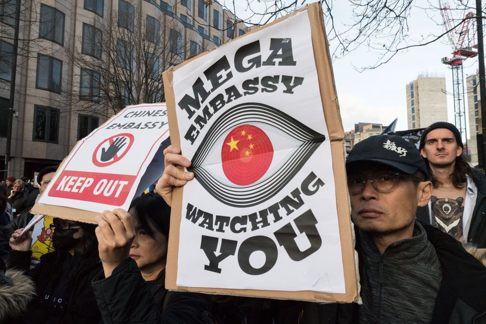 Chinese mega-embassy protest in London