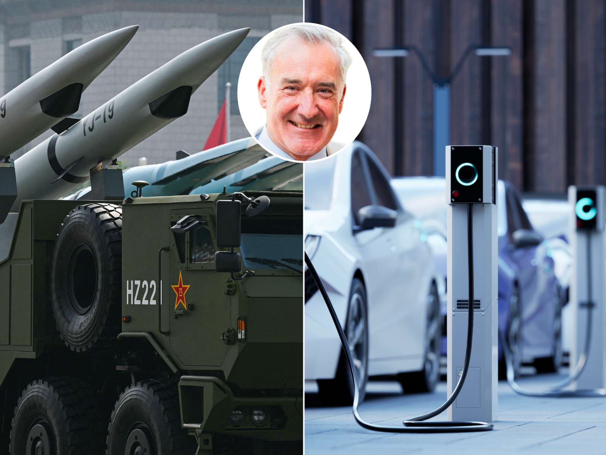 Chinese military (left), EV cars (right)