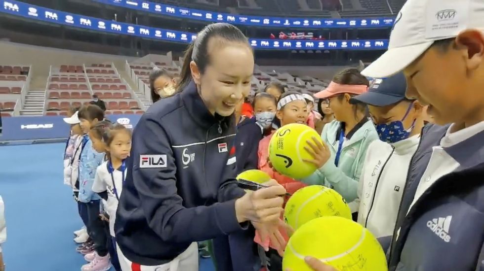 Chinese tennis player Peng Shuai at the opening ceremony of Fila Kids Junior Tennis