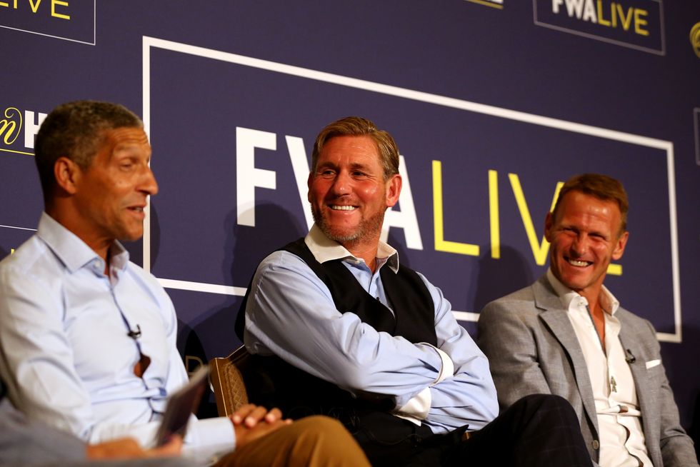 Chris Hughton- Former Brighton Manager, Simon Jordan- Former Crystal Palace Owner & Broadcaster and Teddy Sheringham during the FWA Live Season Preview at The Landmark Hotel, London.