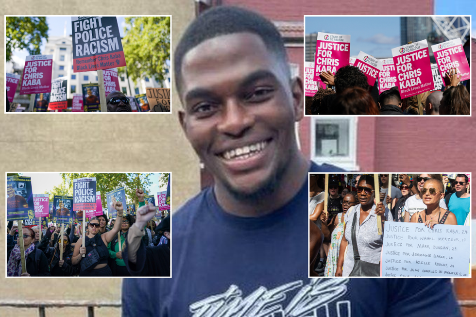 Chris Kaba with insets of protests following his death
