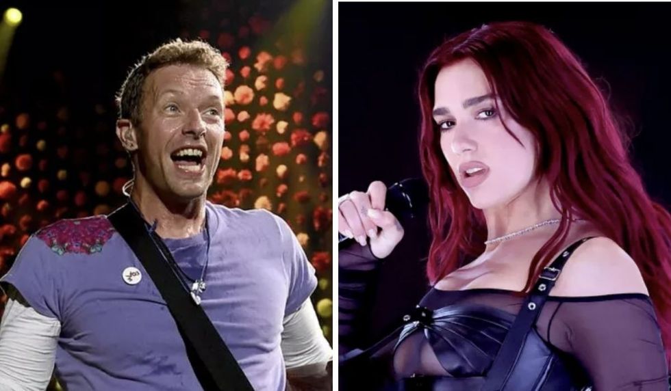Chris Martin and Dua Lipa