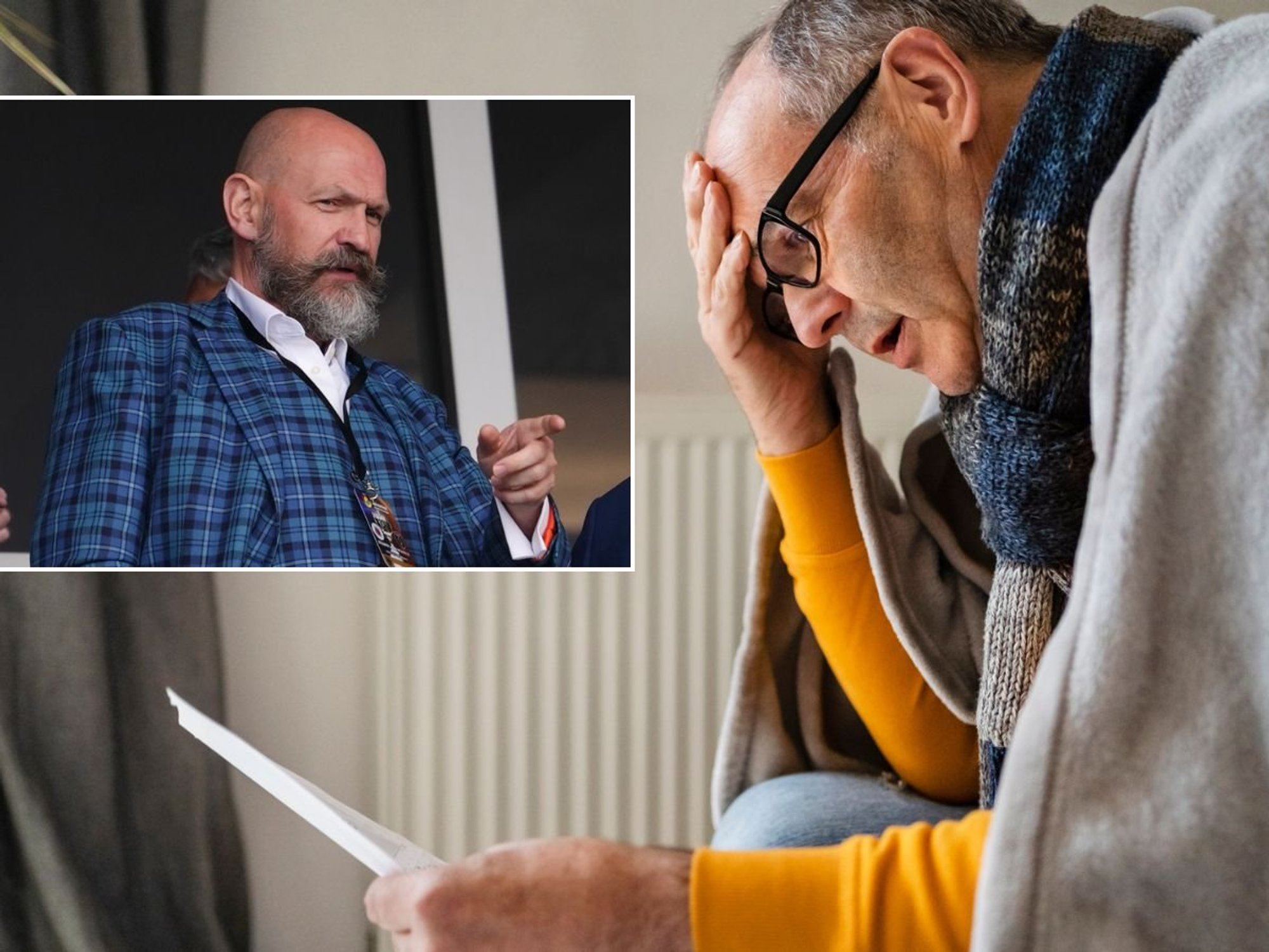 Chris O'Shea and man in shock