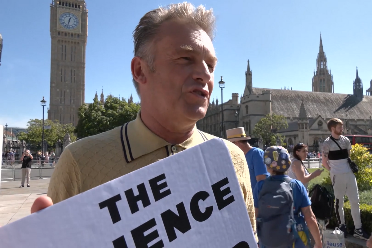 Chris Packham at a protest in London