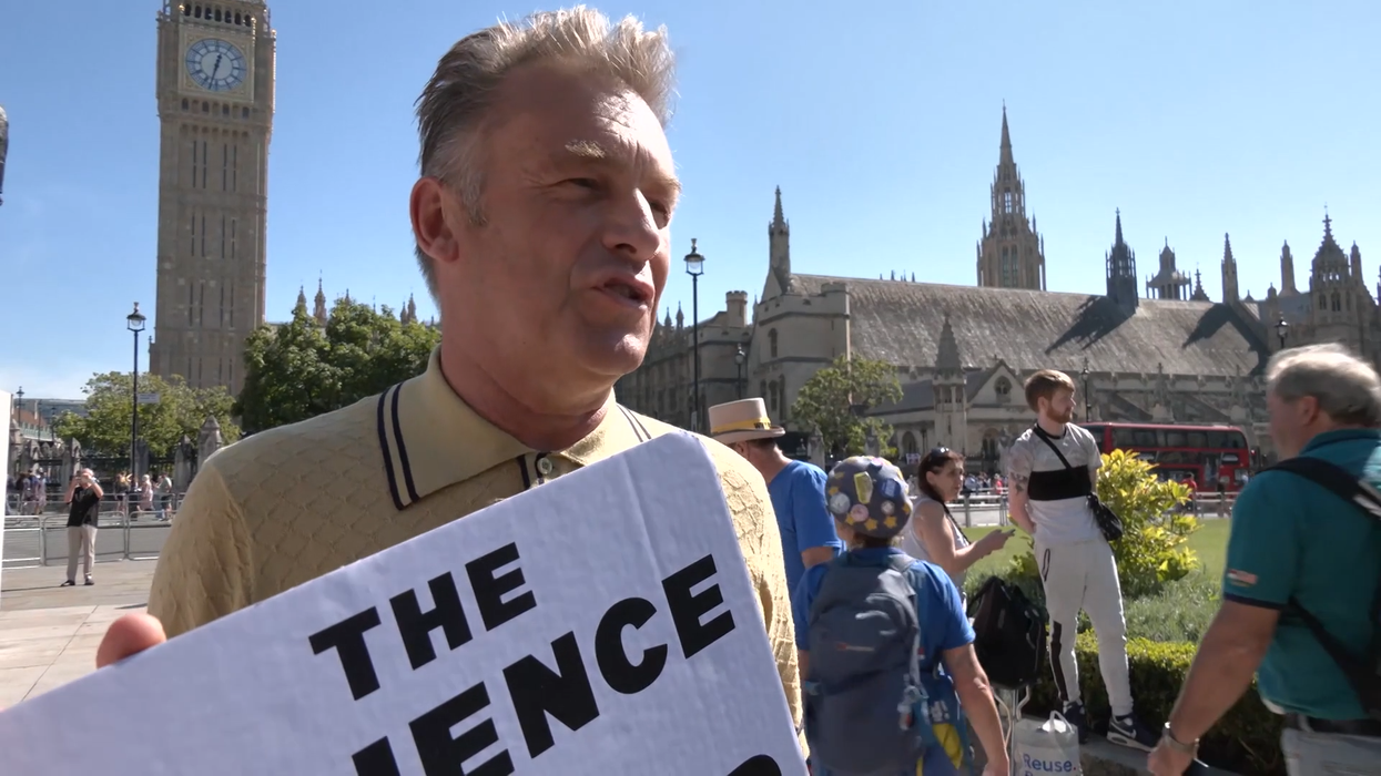 Chris Packham at a protest in London