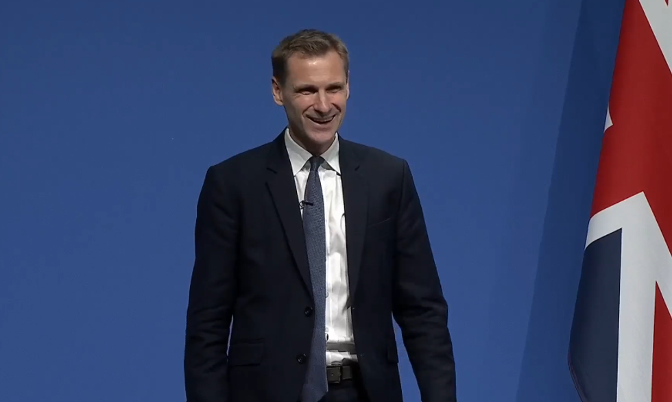 Chris Philp has taken to the stage in a jovial mood