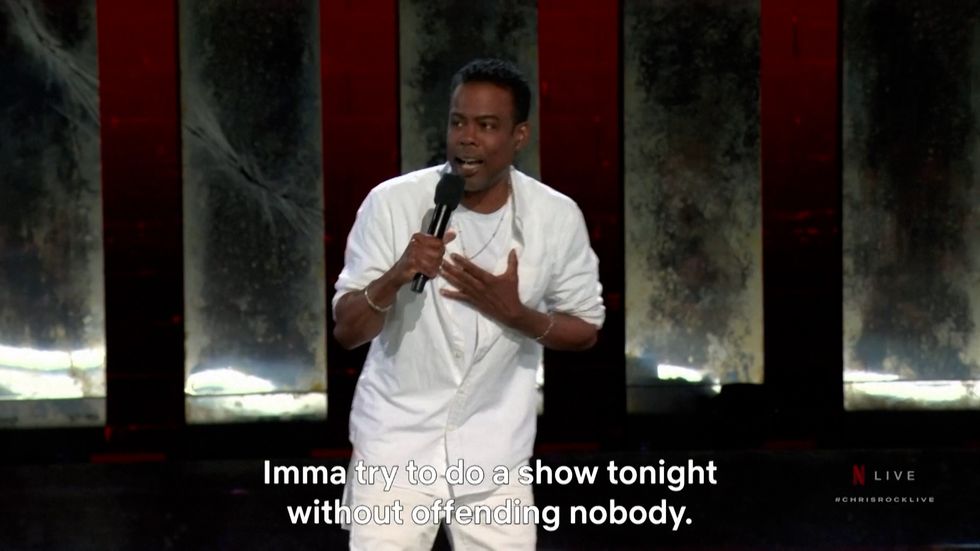 Chris Rock performing his stand-up routine as part of a Netflix special