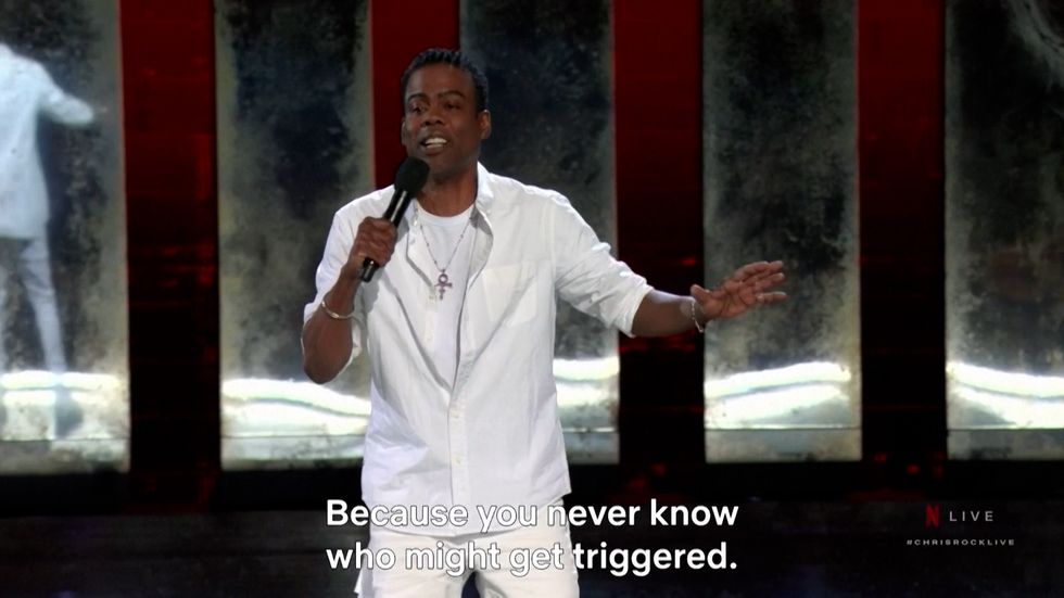 Chris Rock performing his stand-up routine as part of a Netflix special