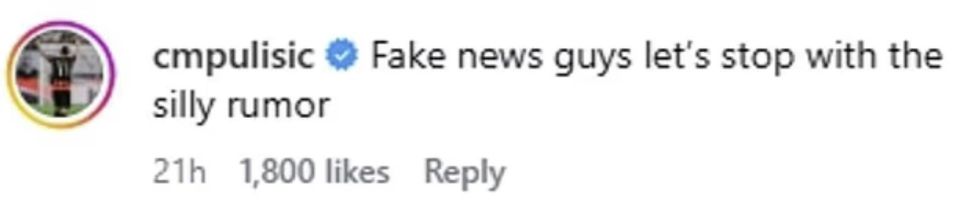 Christian Pulisic denied the rumours on social media