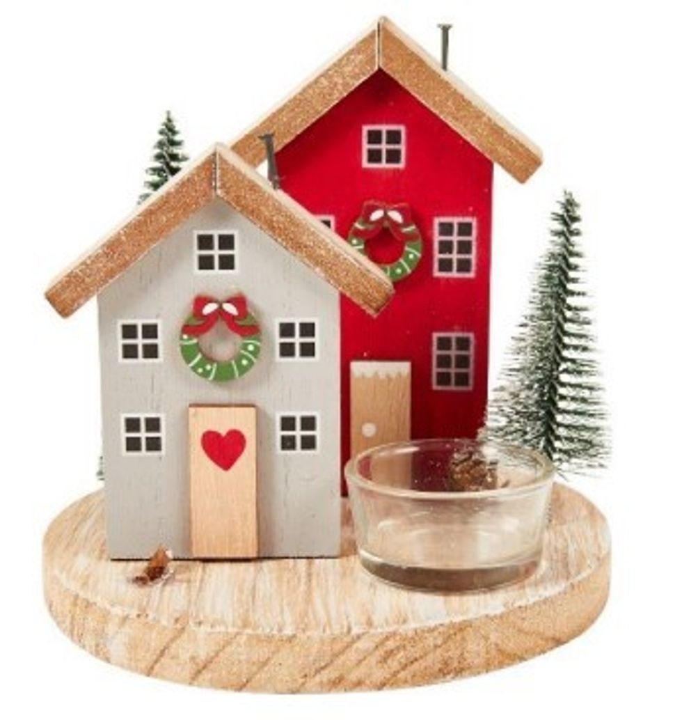 Christmas House Scene Tea Light Holder