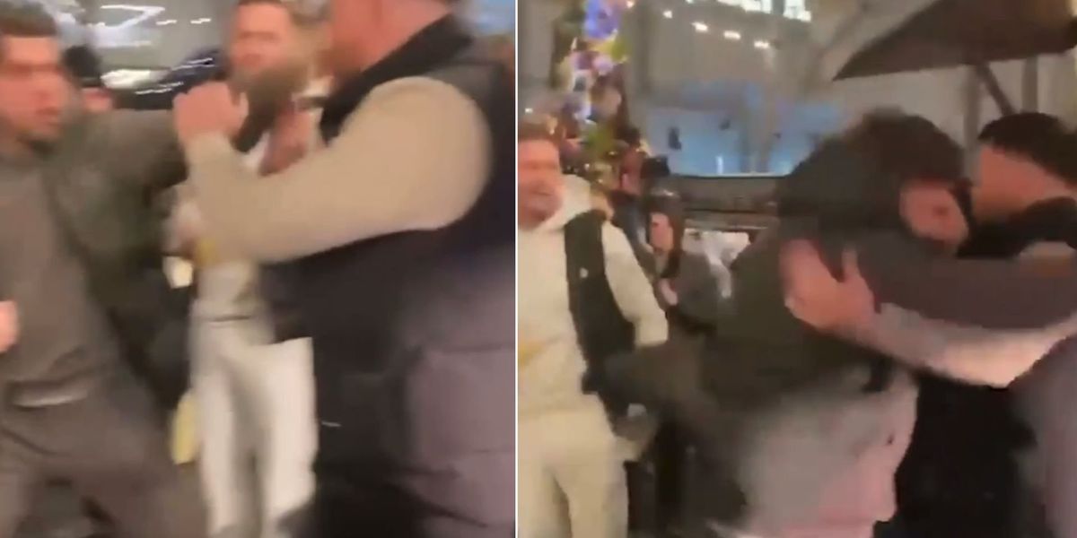 Christmas market descends into chaos as violent brawl breaks out in front of stunned shoppers Christmas market descends into chaos as violent brawl breaks out in front of stunned shoppers