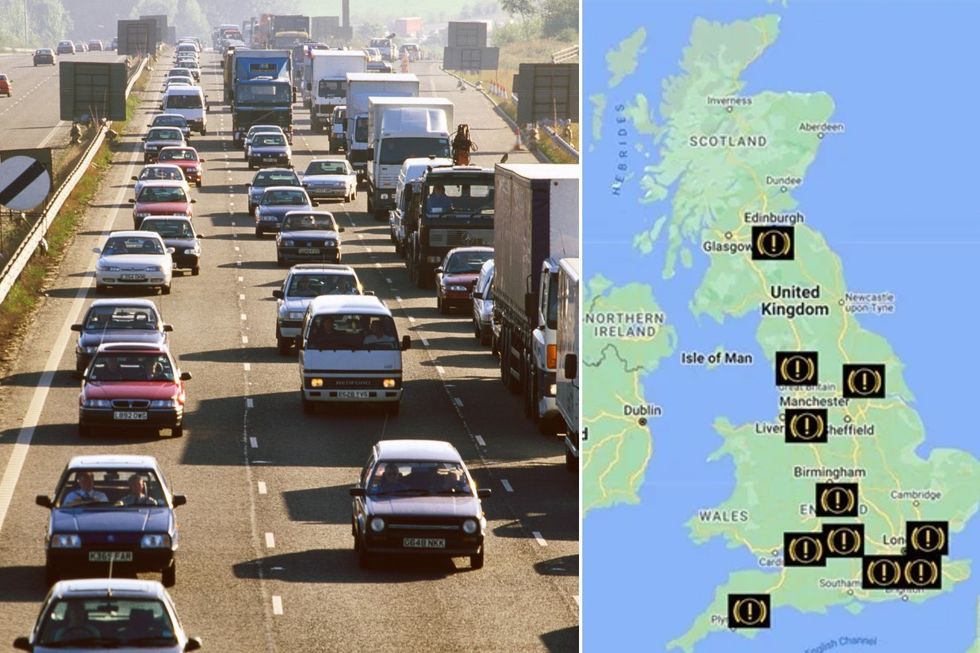 Christmas traffic chaos and AA map