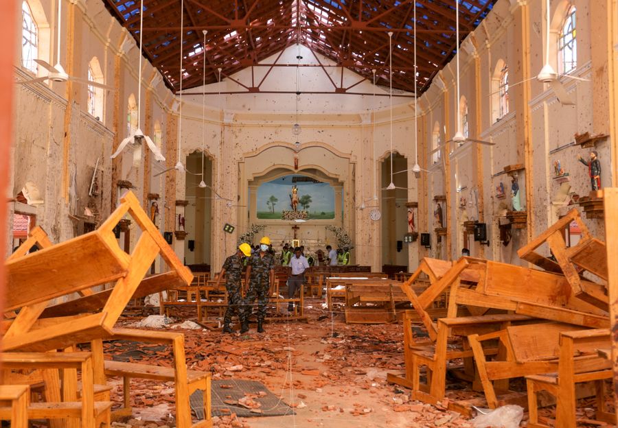 Church damage after Sri Lanka Easter attack