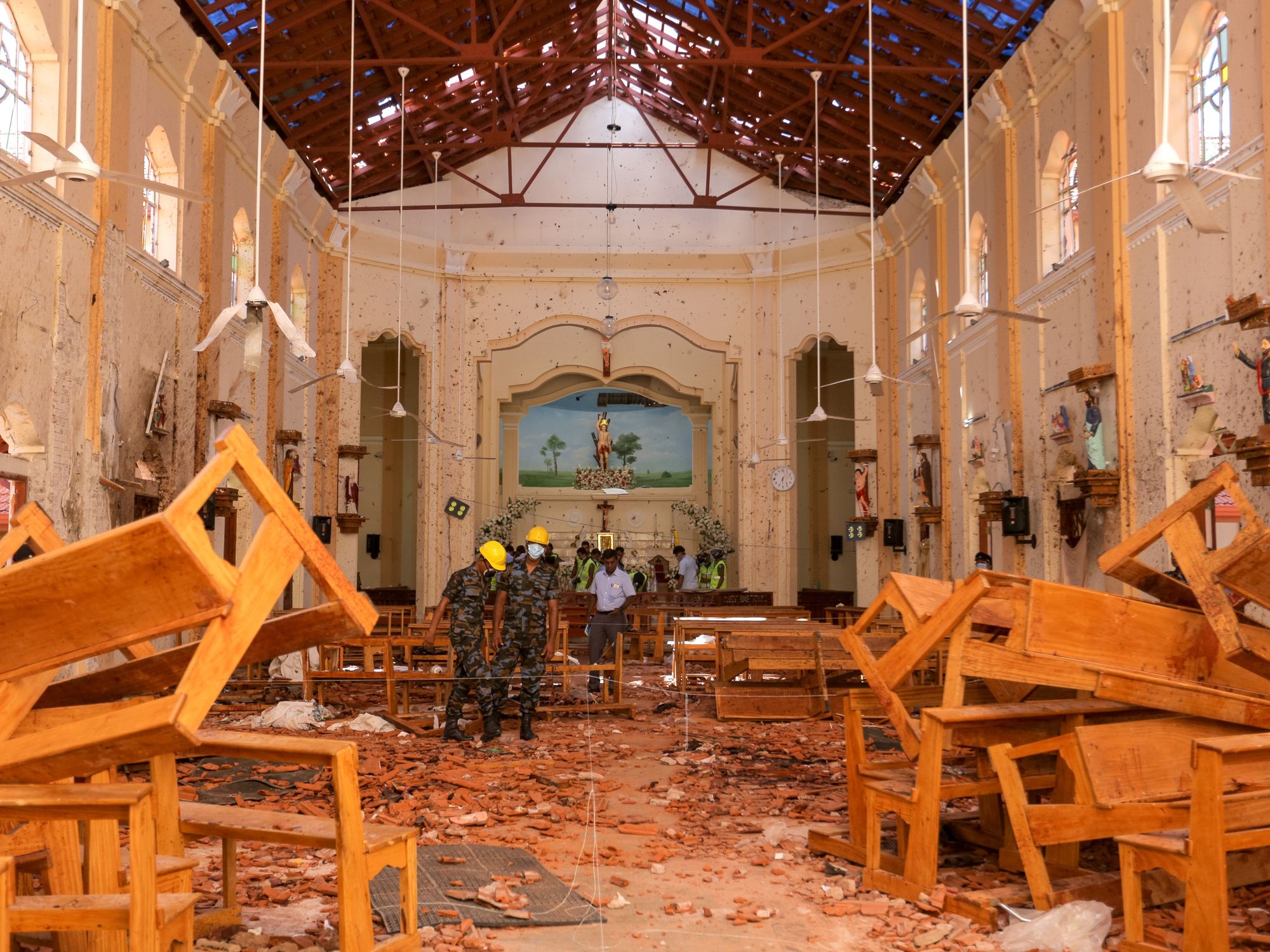 Church damage after Sri Lanka Easter attack