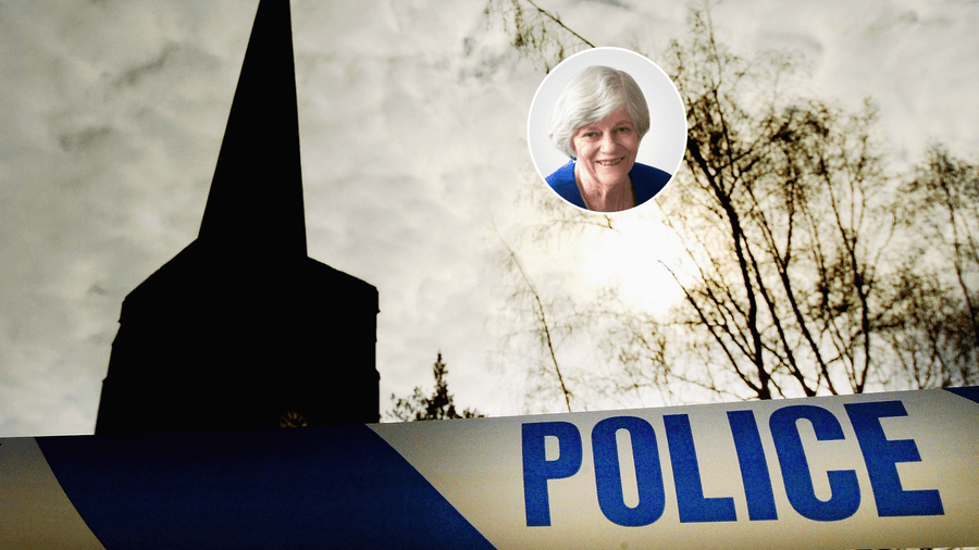 Church with police tape around it (left), Ann Widdecombe (right)