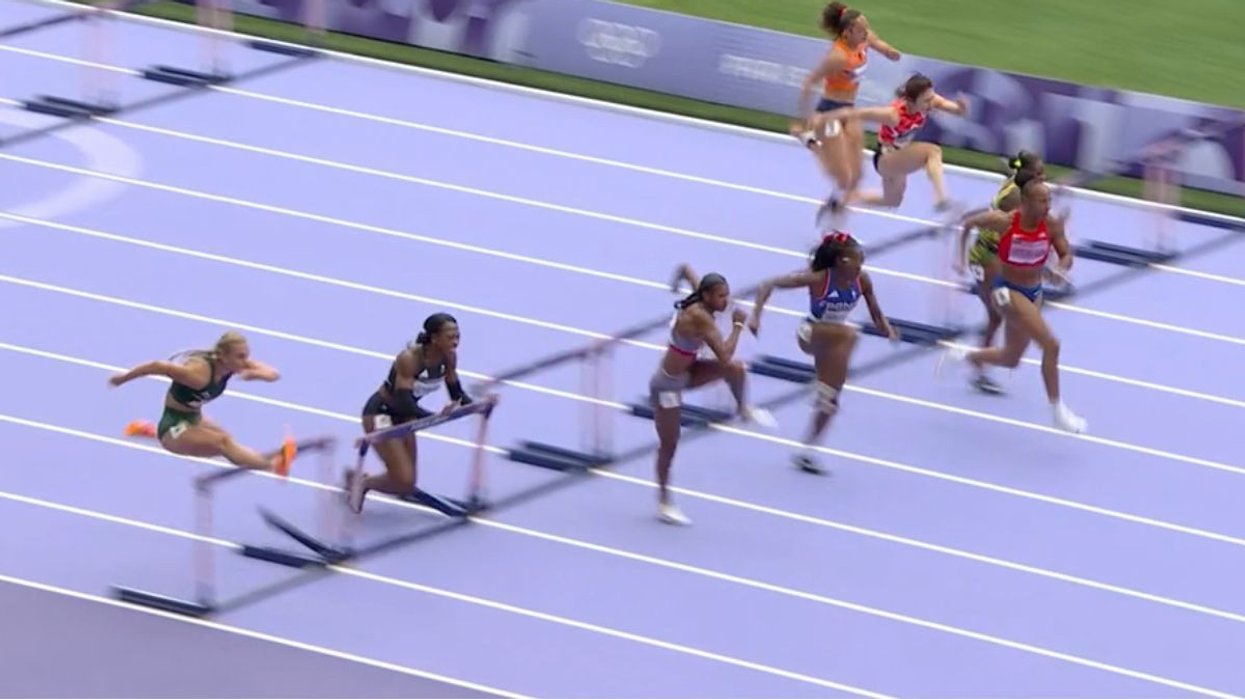 Cindy Sember clipped the top of one hurdle before crashing into the next