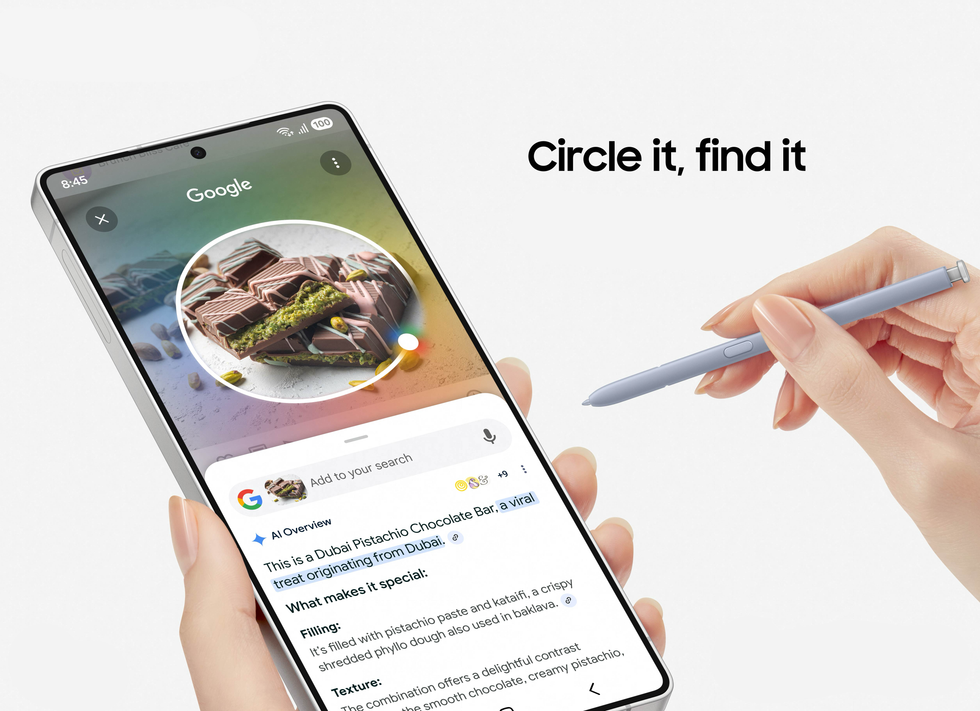Circle to search shown on the Galaxy S25 Ultra using the S Pen stylus