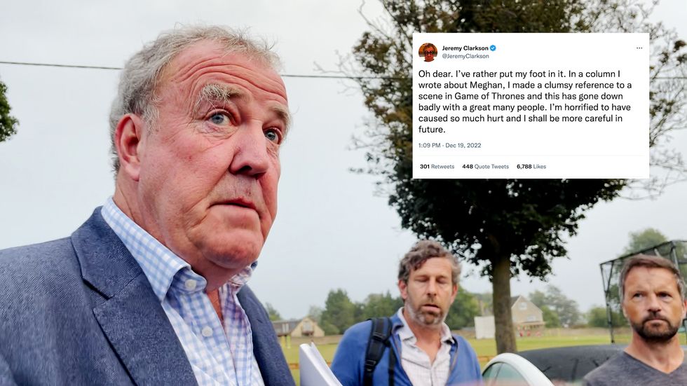 Clarkson was hounded online for the comments and today took to Twitter to apologise for the “hurt” he has caused.