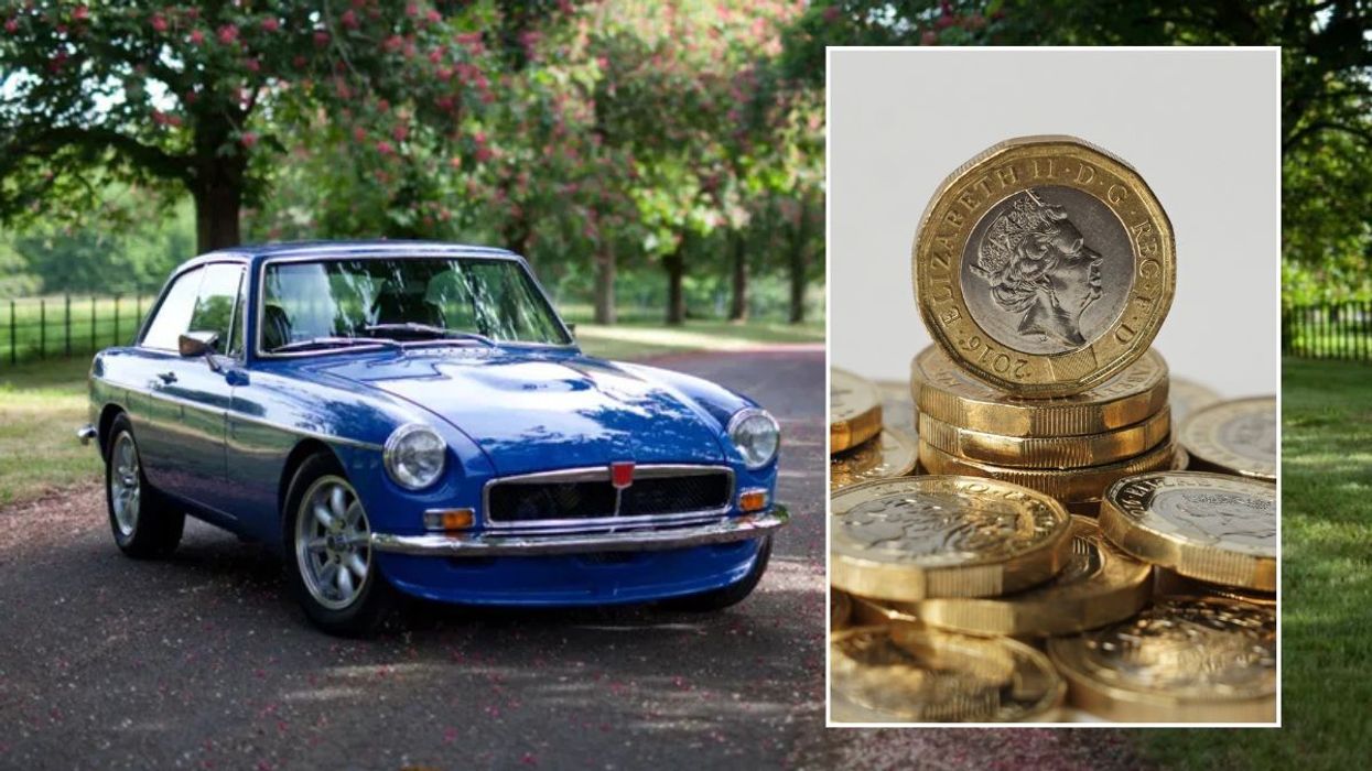 Classic car and a £1 coin (stock image)