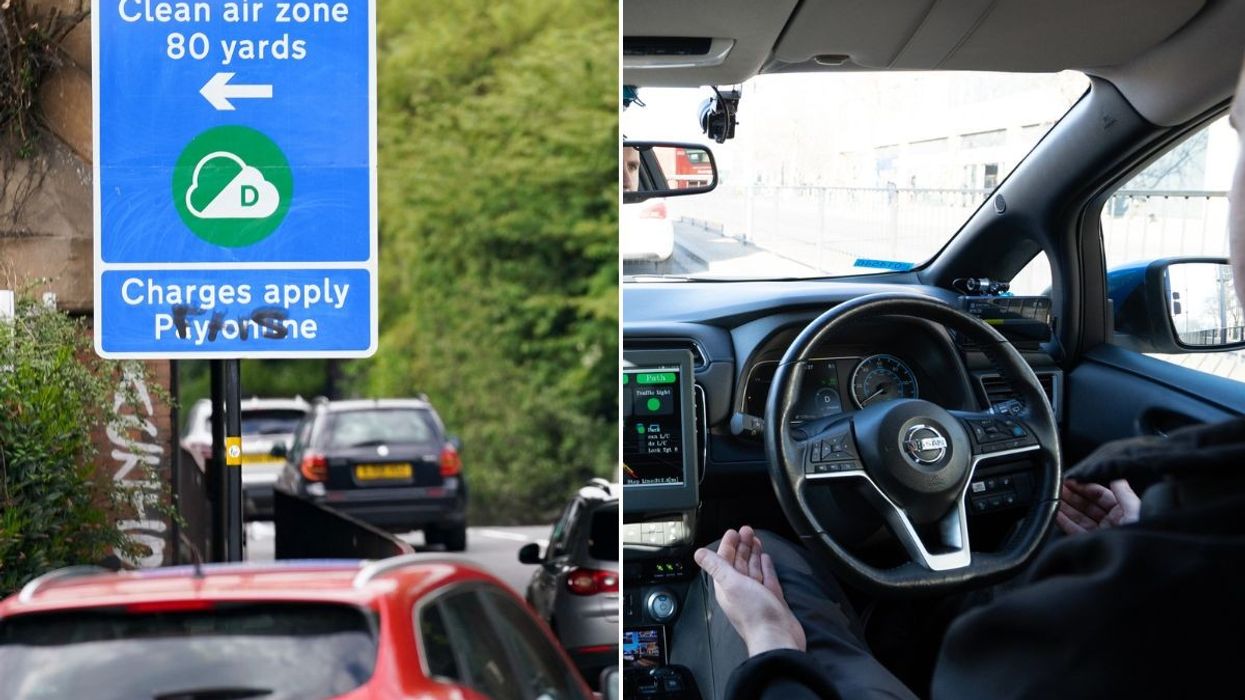 Clean Air Zone sign and a self-driving car