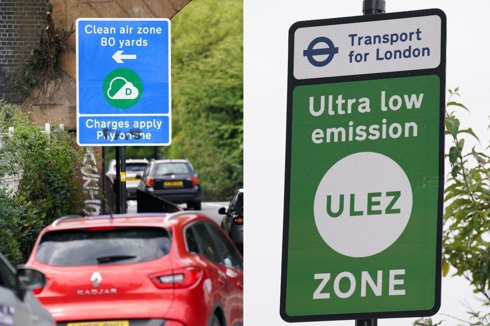 Clean Air Zone sign and a Ulez sign 