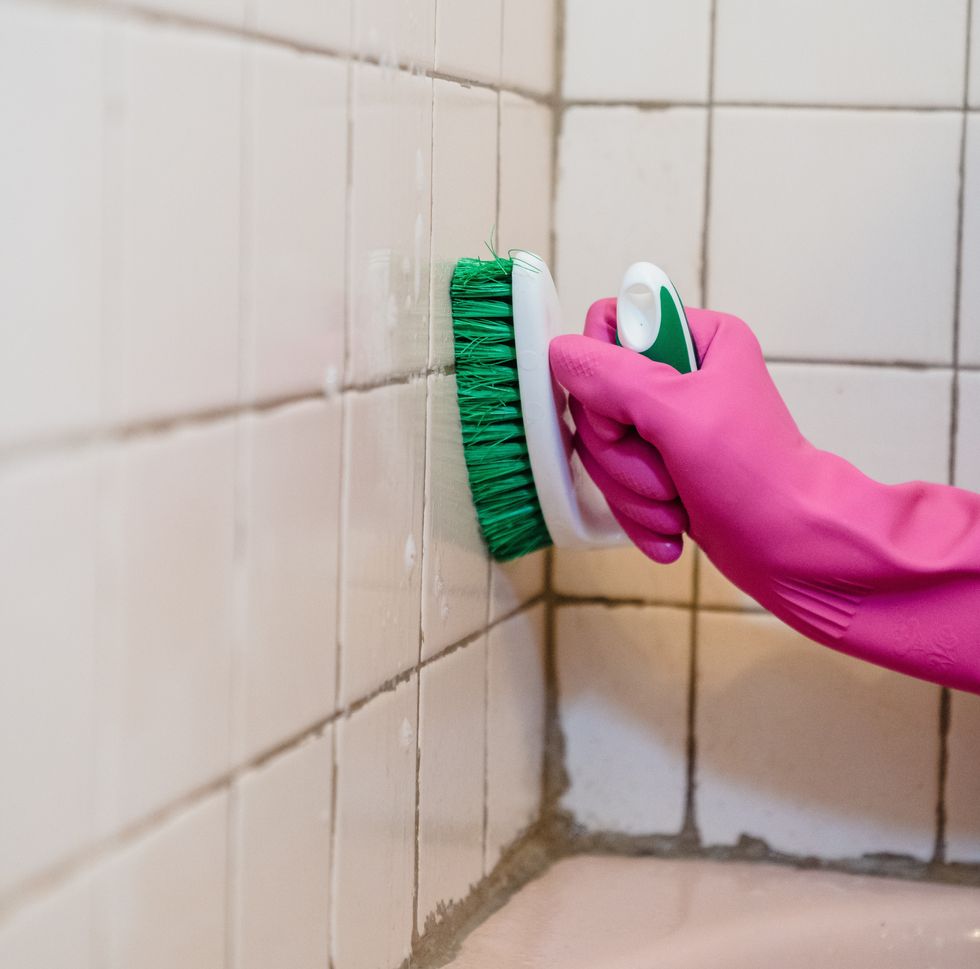 Cleaning mould in bathroom