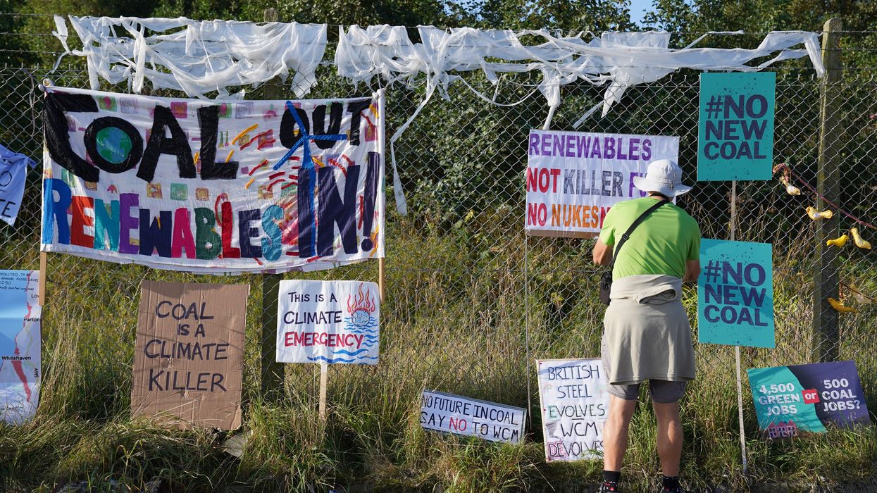 Climate change protesters outside would-be coal mine