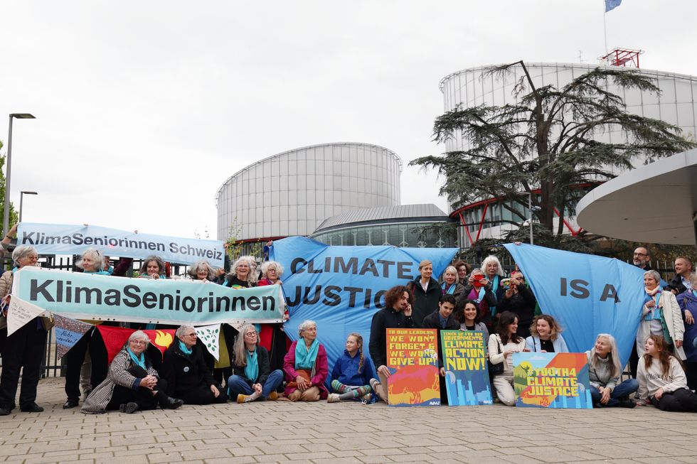 Climate protesters outside ECHR court