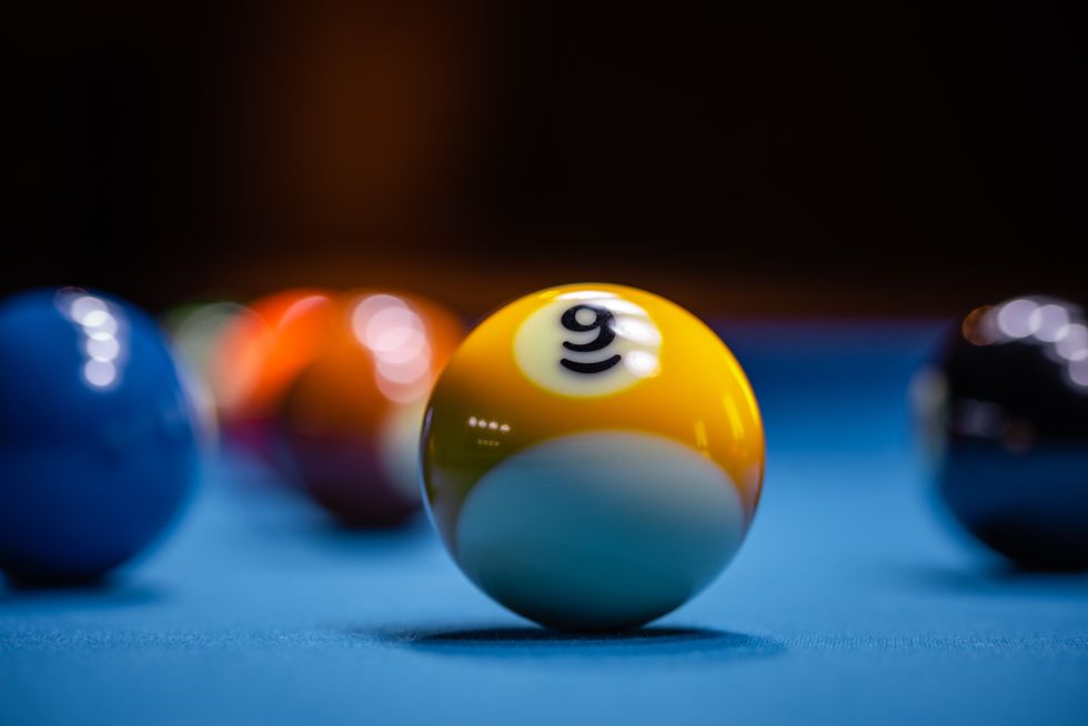 Close-up of balls on pool table