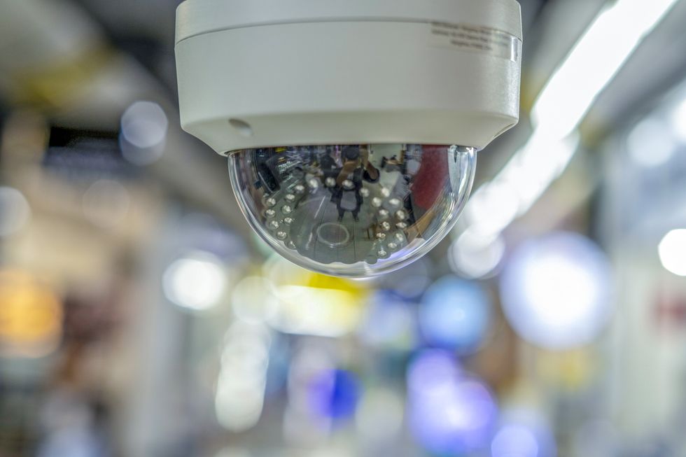 Close up of closed circuit camera on the wall decorations