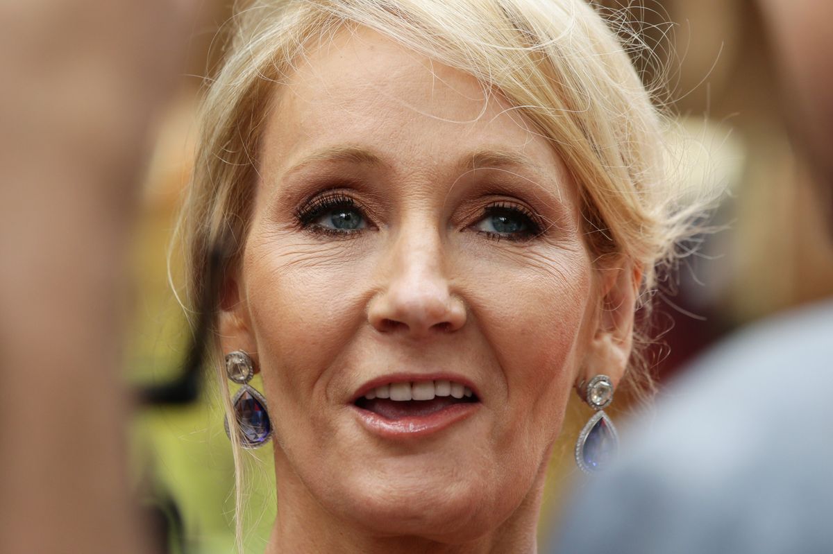 Close up of JK Rowling at a premier 
