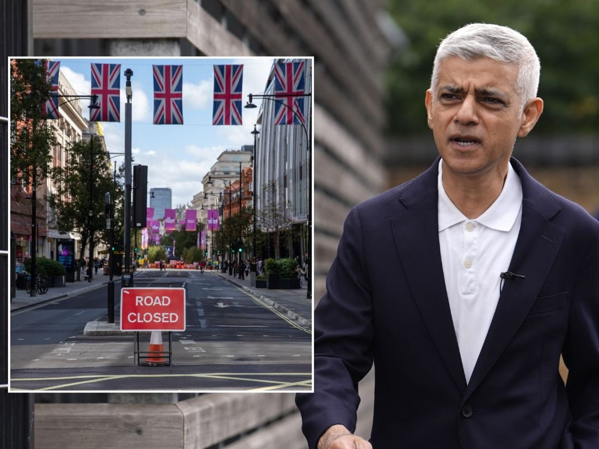 Closed Oxford Street and London Mayor Sadiq Khan