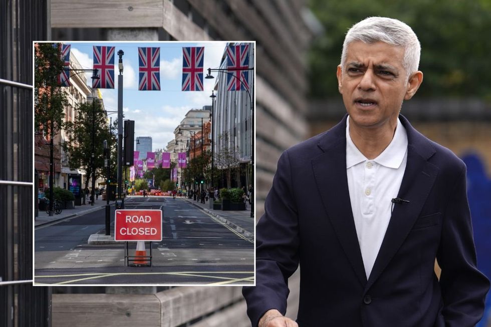 Closed Oxford Street and London Mayor Sadiq Khan