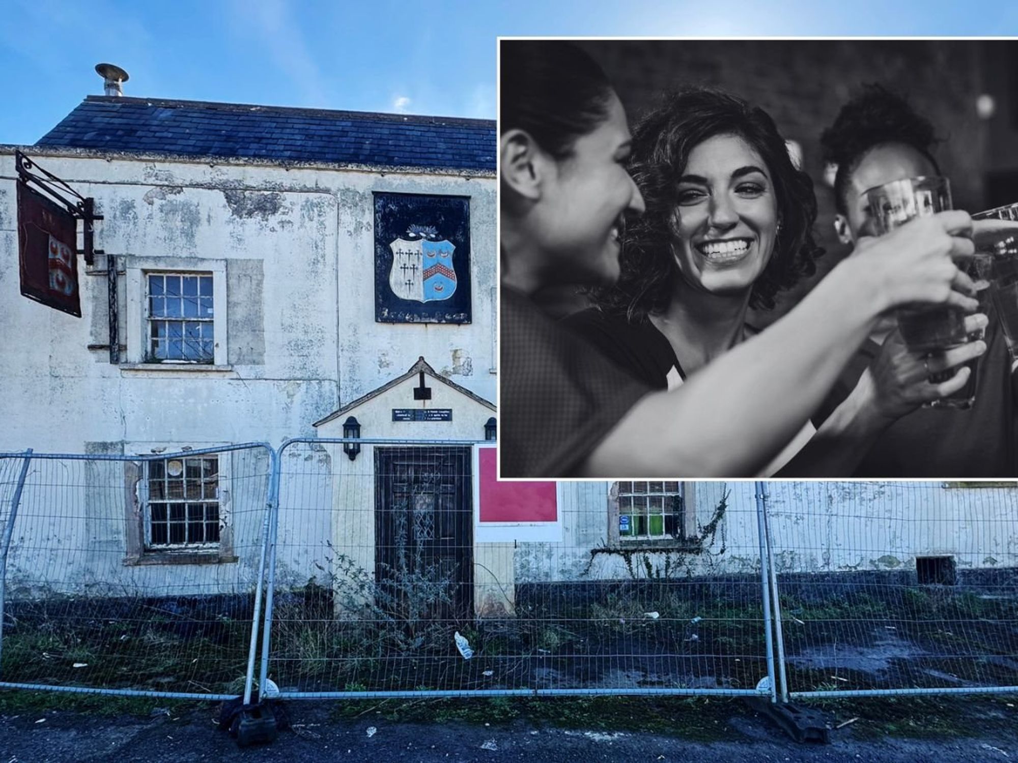 Closed pub and pubgoers