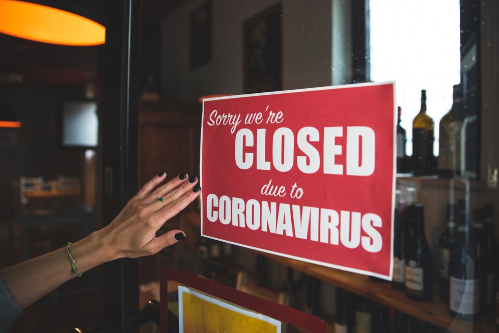 Closed sign on cafe