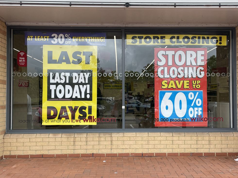 Closing down signs outside shop