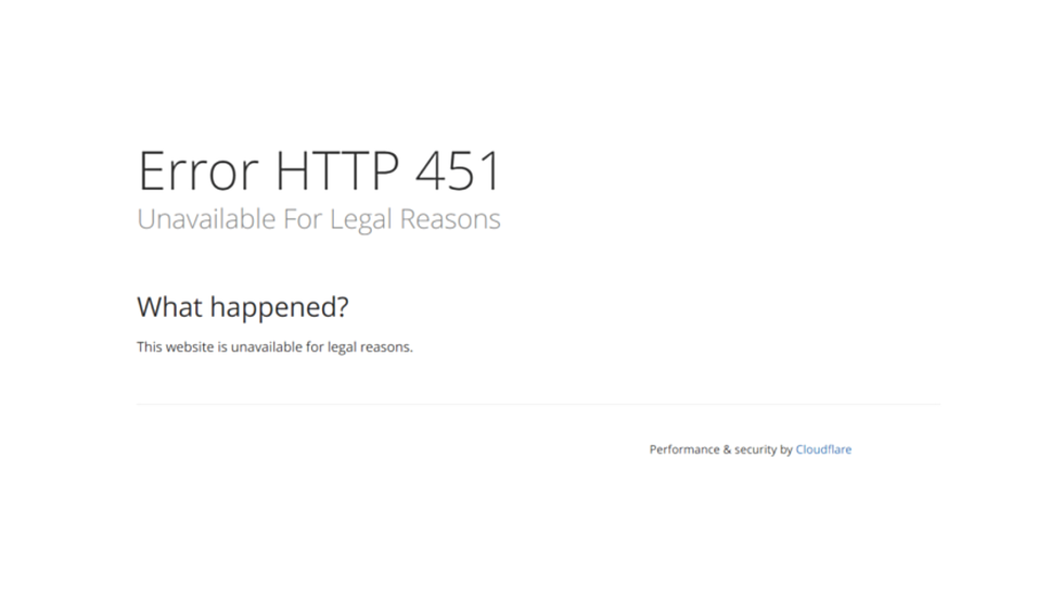 Cloudflare error when trying to access HTTP 451