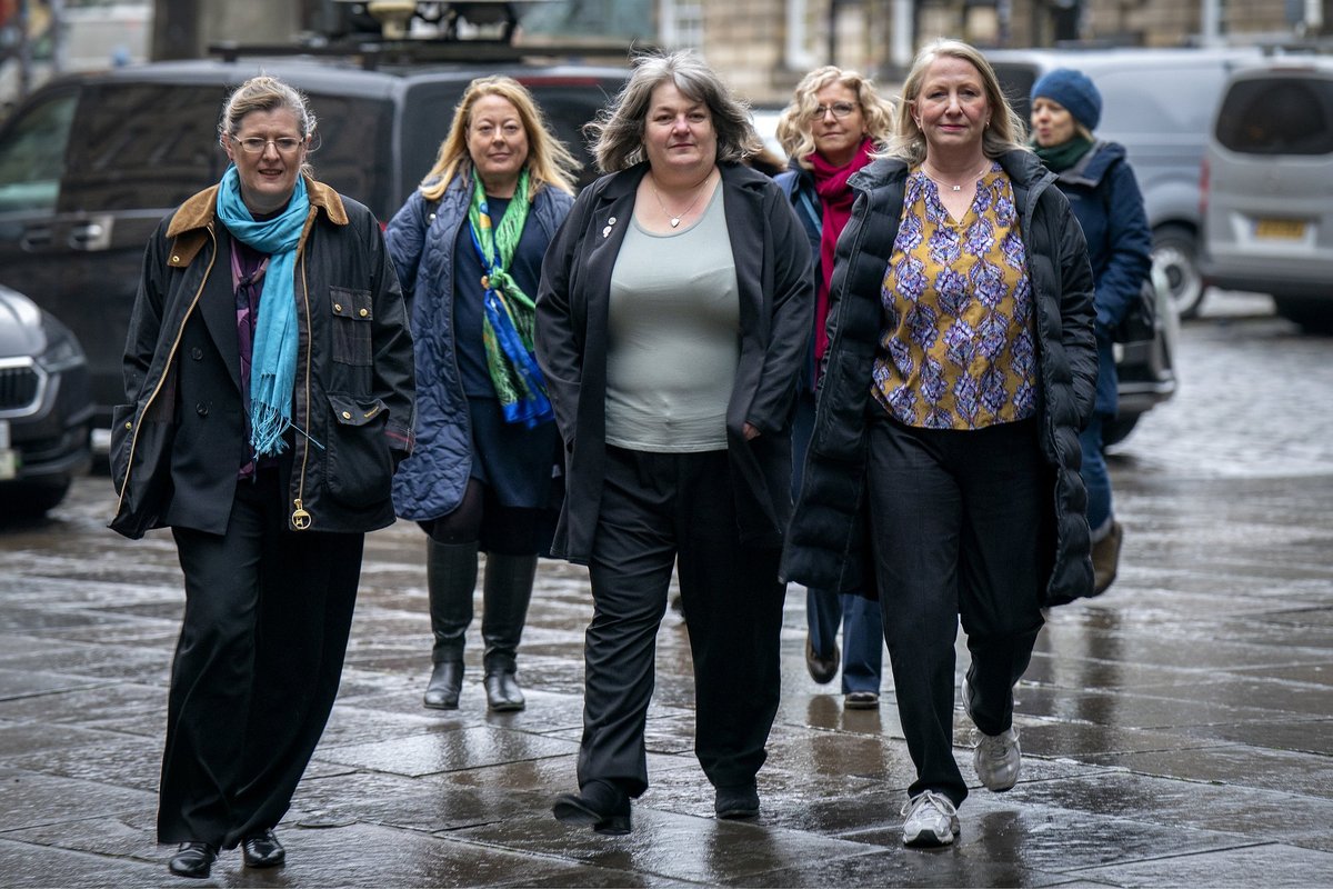 Co-directors of For Women Scotland (left to right) Susan Smith, Trina Budge and Marion Calder outside Parliament House in Edinburgh, ahead of the start of a judicial review hearing over the Scottish Prison Service's policy for management of transgender inmates