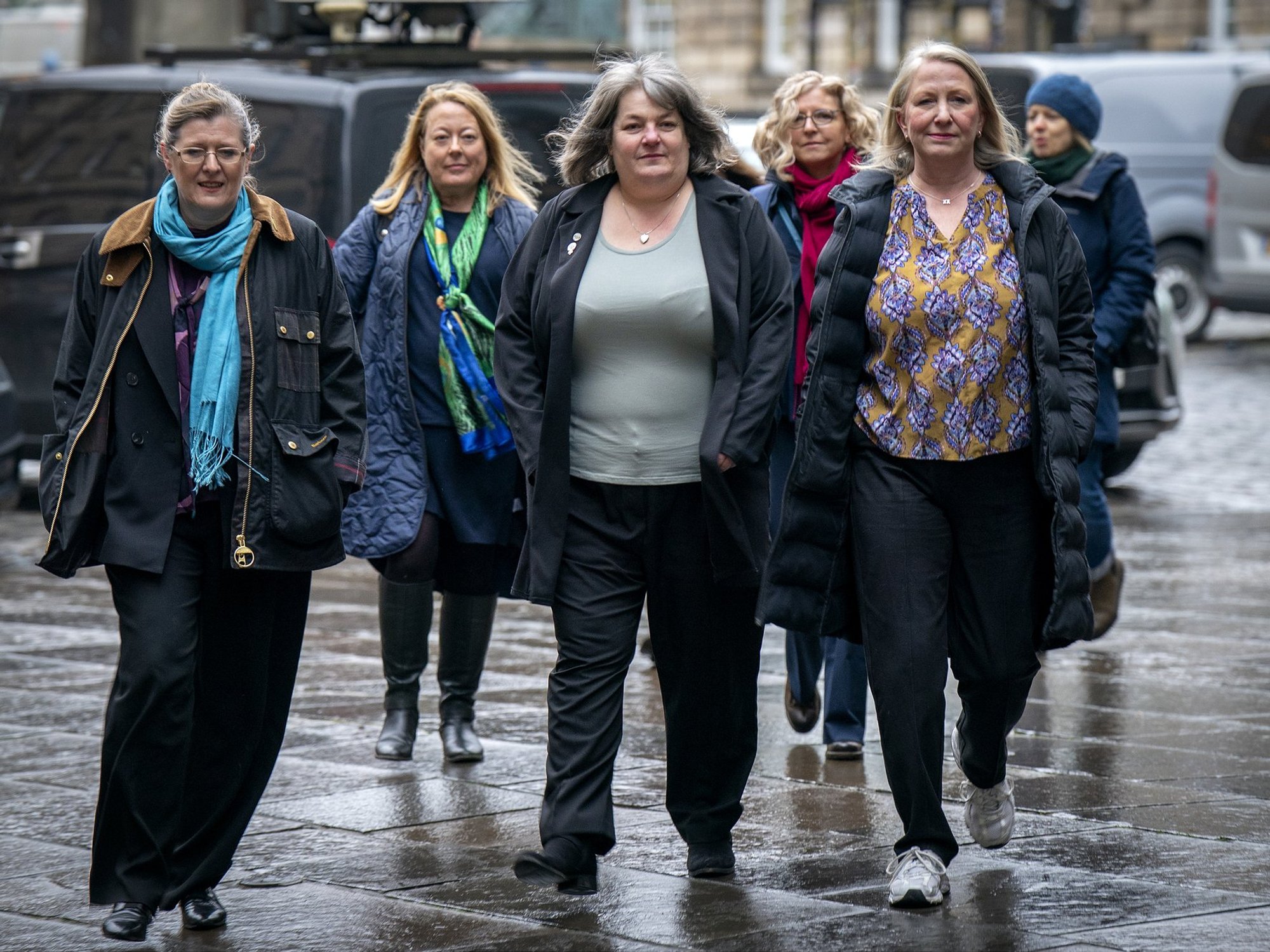 Co-directors of For Women Scotland (left to right) Susan Smith, Trina Budge and Marion Calder outside Parliament House in Edinburgh, ahead of the start of a judicial review hearing over the Scottish Prison Service's policy for management of transgender inmates