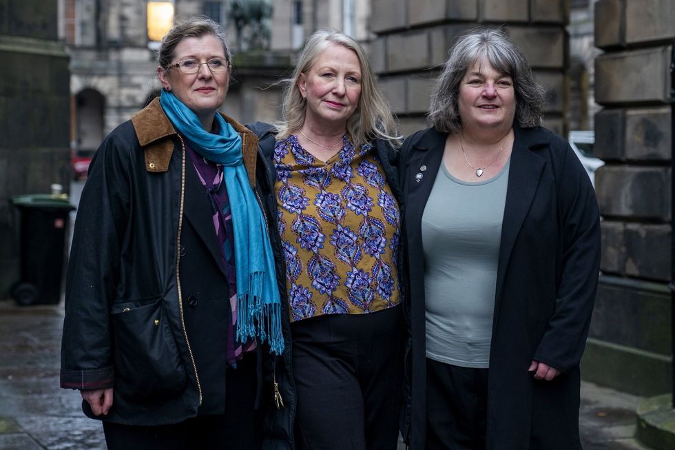 Co-directors of For Women Scotland Susan Smith, Marion Calder and Trina Budge (left to right) outside Parliament House in Edinburgh, ahead of the start of a judicial review hearing over the Scottish Prison Service's policy for management of transgender inmates