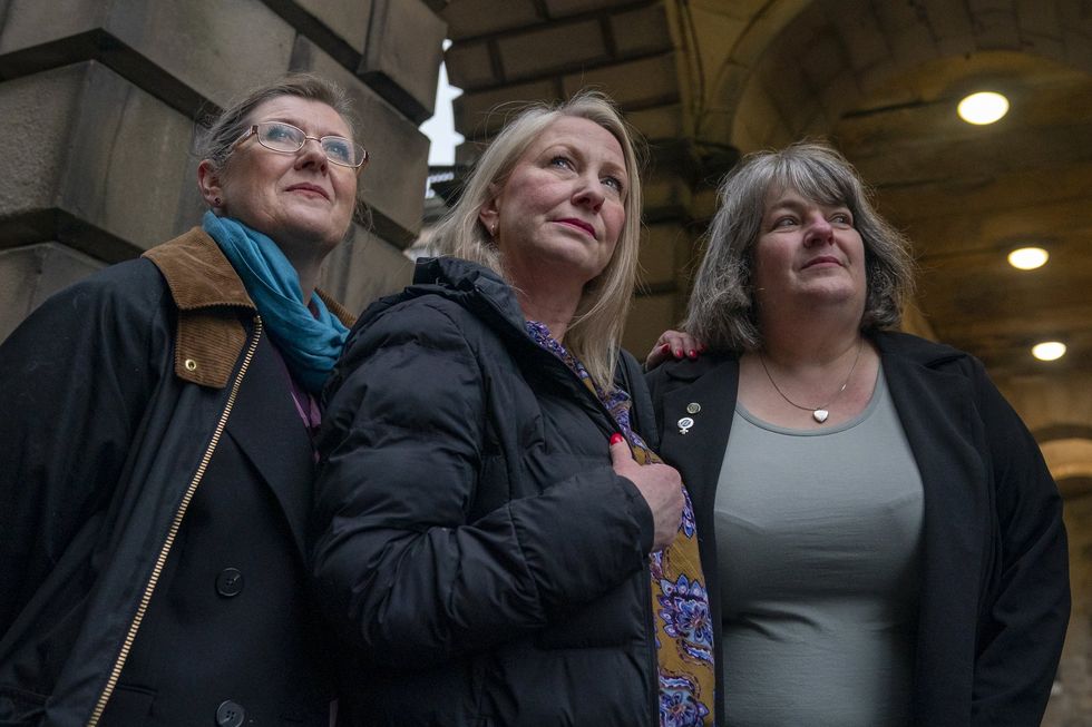 Co-directors of For Women Scotland Susan Smith, Marion Calder and Trina Budge (left to right) outside Parliament House in Edinburgh, ahead of the start of a judicial review hearing over the Scottish Prison Service's policy for management of transgender inmates