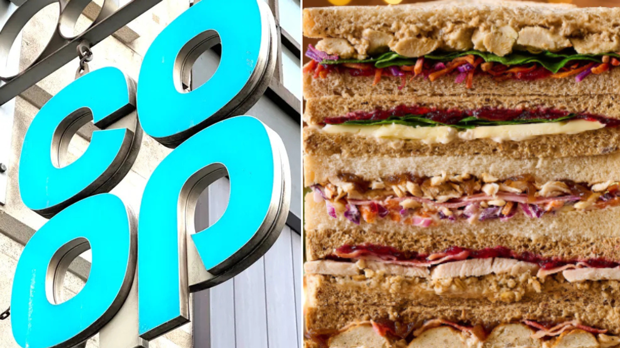 Co-op sign / Christmas sandwiches
