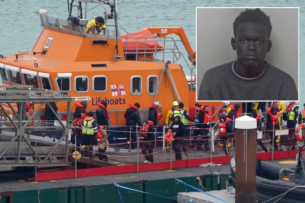 Coastguard bringing in migrants rescued at sea with inset of \u200bHowmalow Mawum-Duop