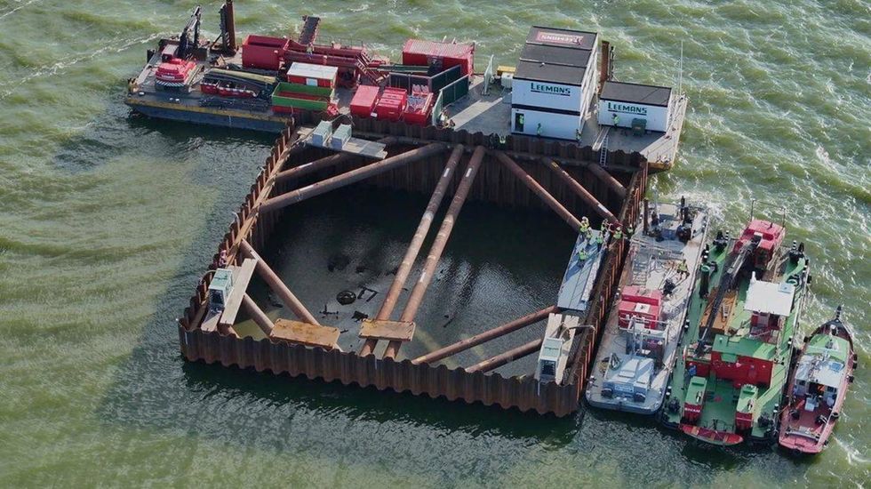Cofferdam built around the area of the Aircraft