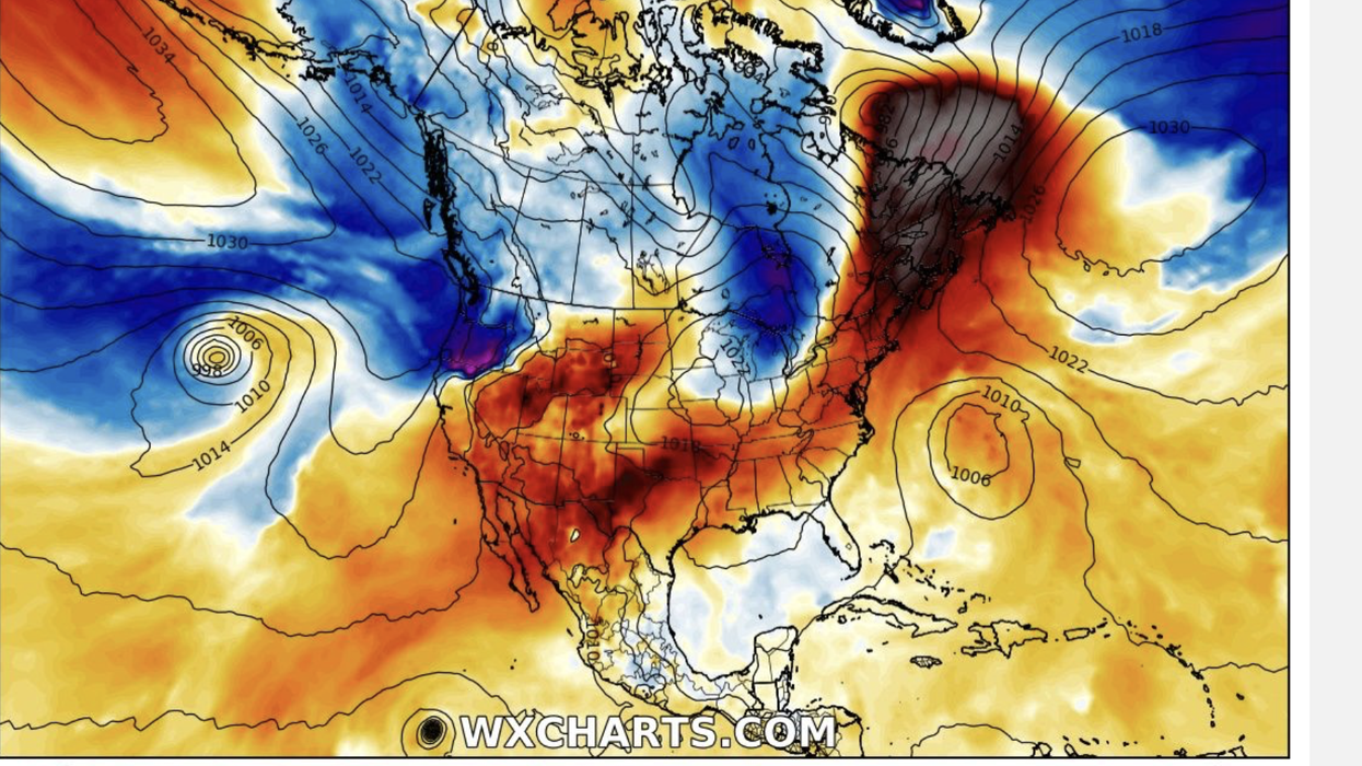 Cold air collides with warm air to the south