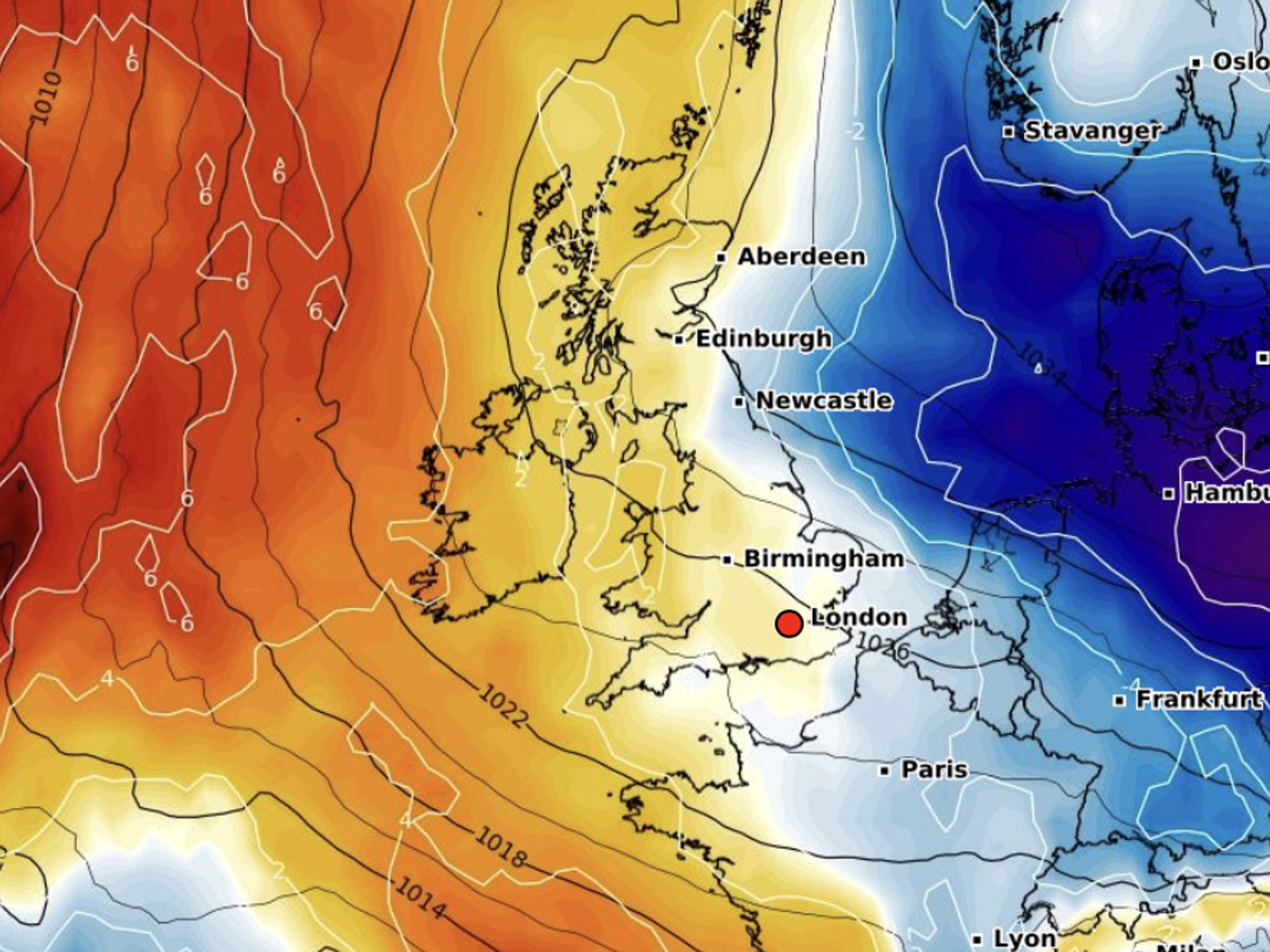 Cold nudges in from the east