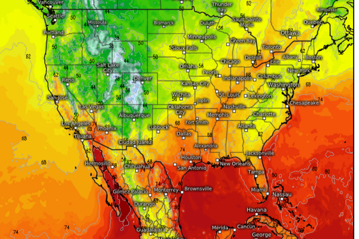 Cold plunge moves down the west coast before swerving up to the Great Lakes (Weather.us)