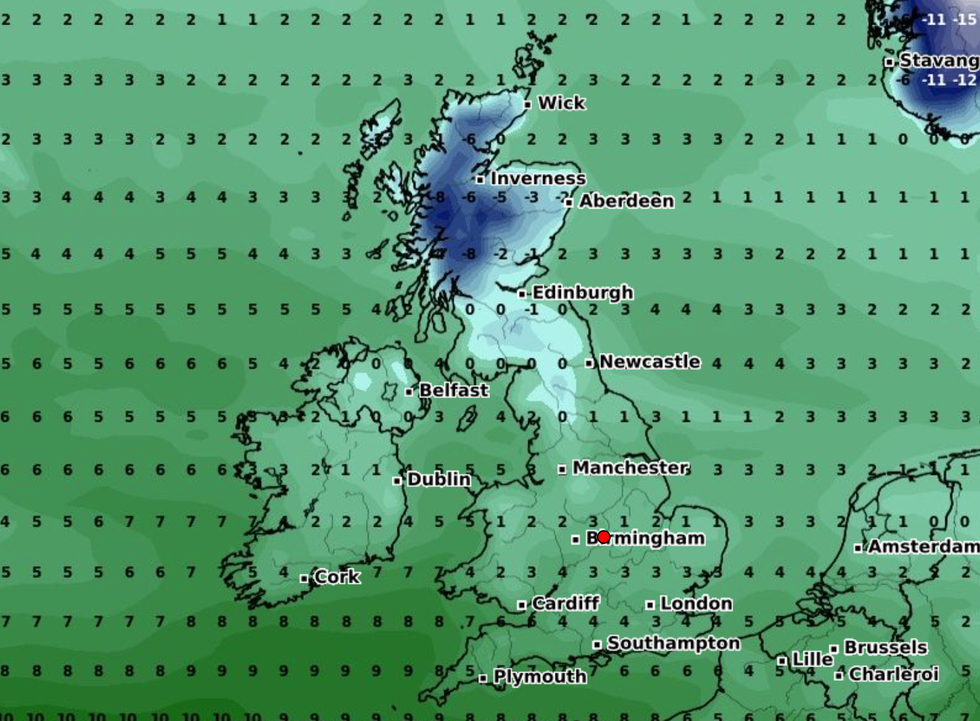 Cold temperatures across Britain